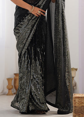 Black Georgette Saree With Blouse Piece