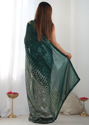 Green Georgette Saree With Blouse Piece