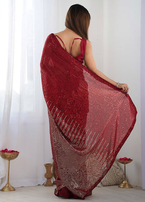 Red Georgette Saree With Blouse Piece