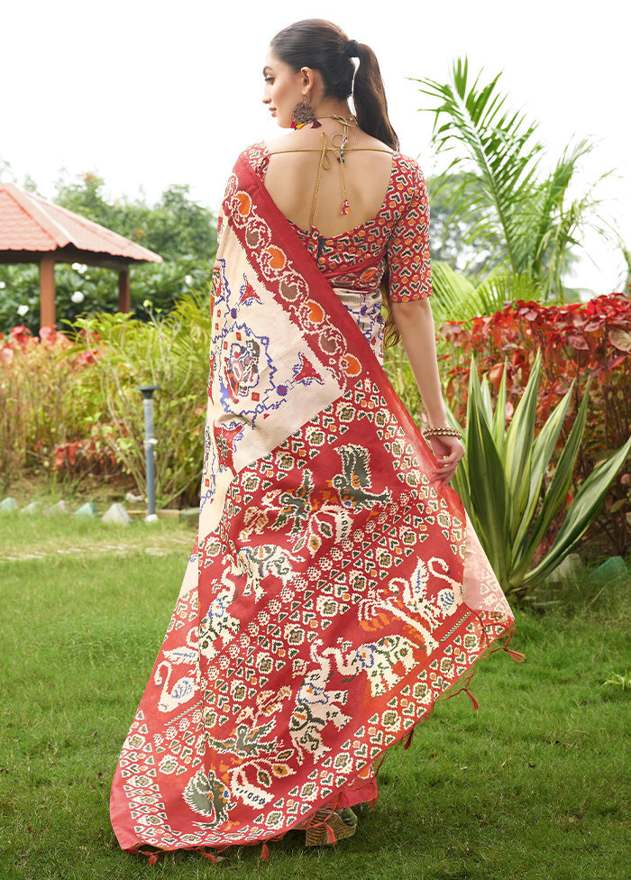 Maroon Tussar Silk Saree With Blouse Piece