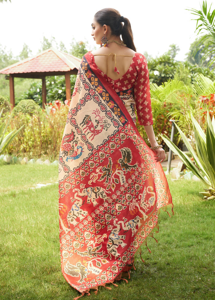 Maroon Tussar Silk Saree With Blouse Piece