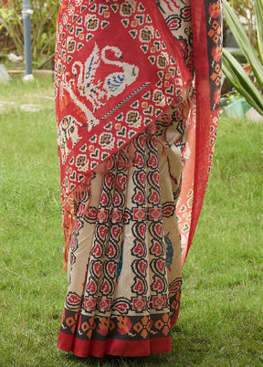 Maroon Tussar Silk Saree With Blouse Piece