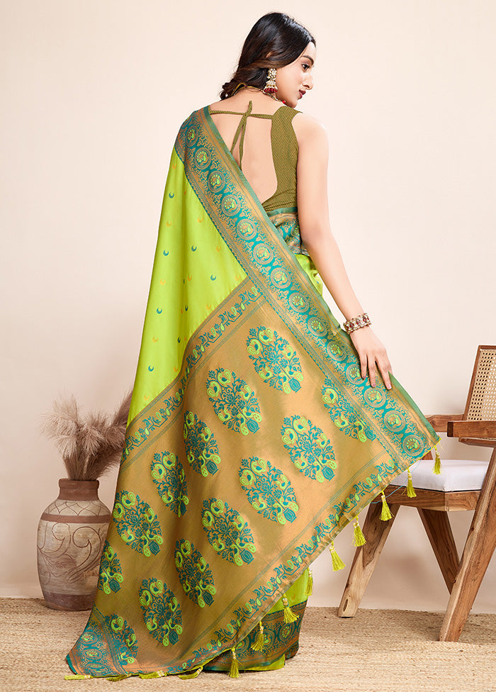 Lemon Spun Silk Saree With Blouse Piece