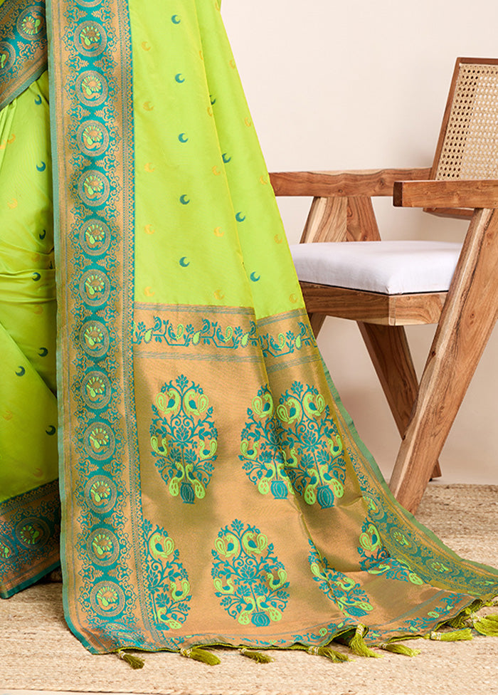 Lemon Spun Silk Saree With Blouse Piece