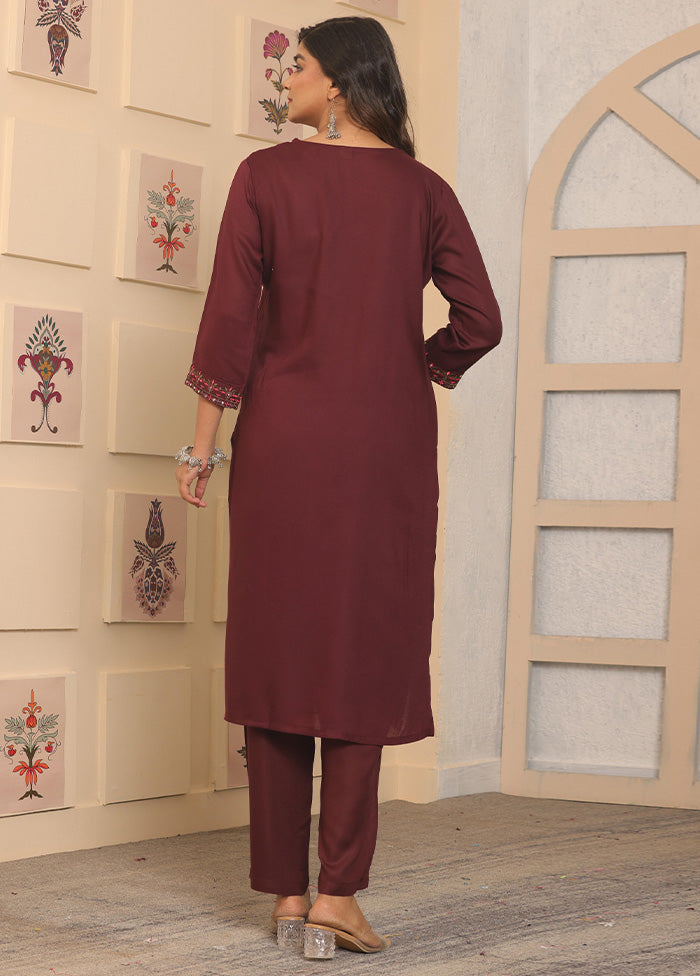 2 Pc Brown Readymade Rayon Kurti Set