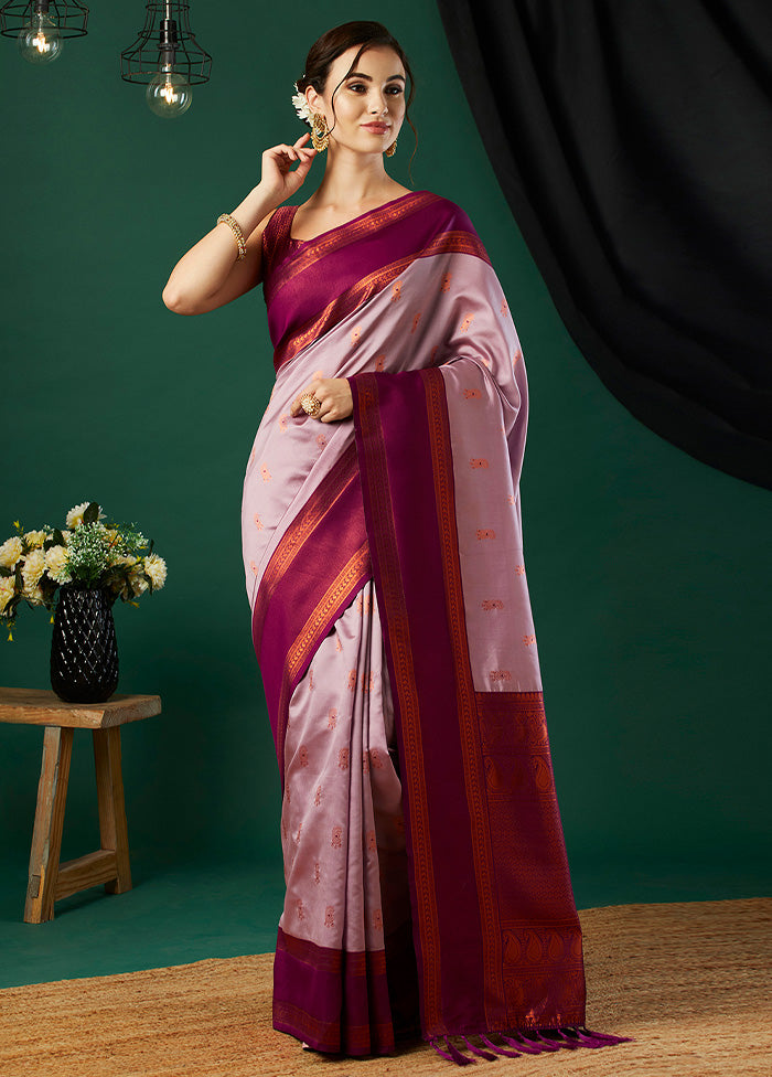 Pink Banarasi Silk Saree With Blouse Piece