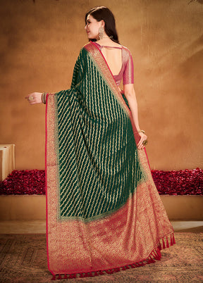 Green Georgette Saree With Blouse Piece