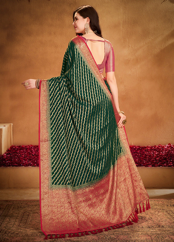 Green Georgette Saree With Blouse Piece