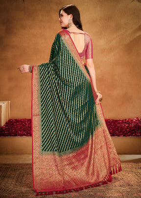 Green Georgette Saree With Blouse Piece