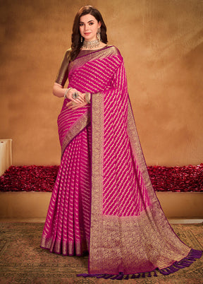 Pink Georgette Saree With Blouse Piece