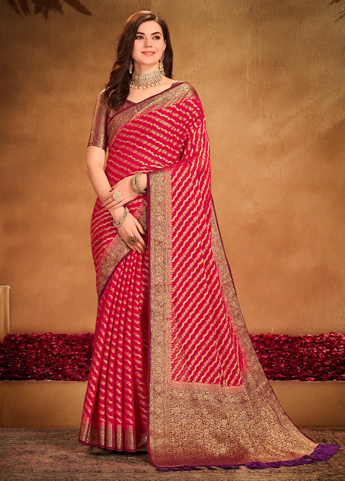 Red Georgette Saree With Blouse Piece