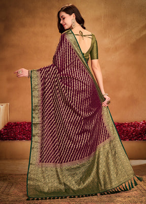 Wine Georgette Saree With Blouse Piece