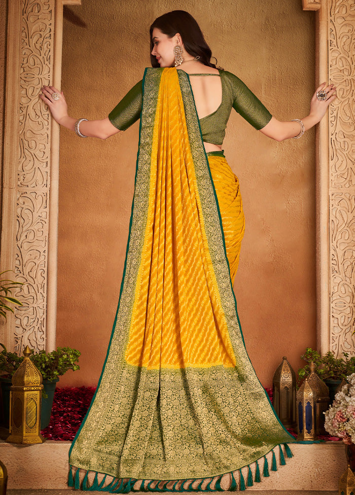 Yellow Georgette Saree With Blouse Piece