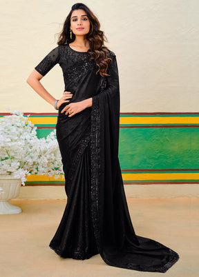 Black Georgette Saree With Blouse Piece