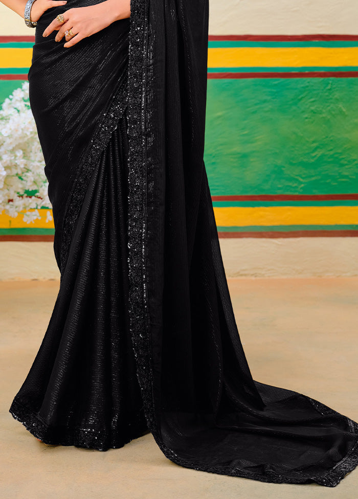 Black Georgette Saree With Blouse Piece