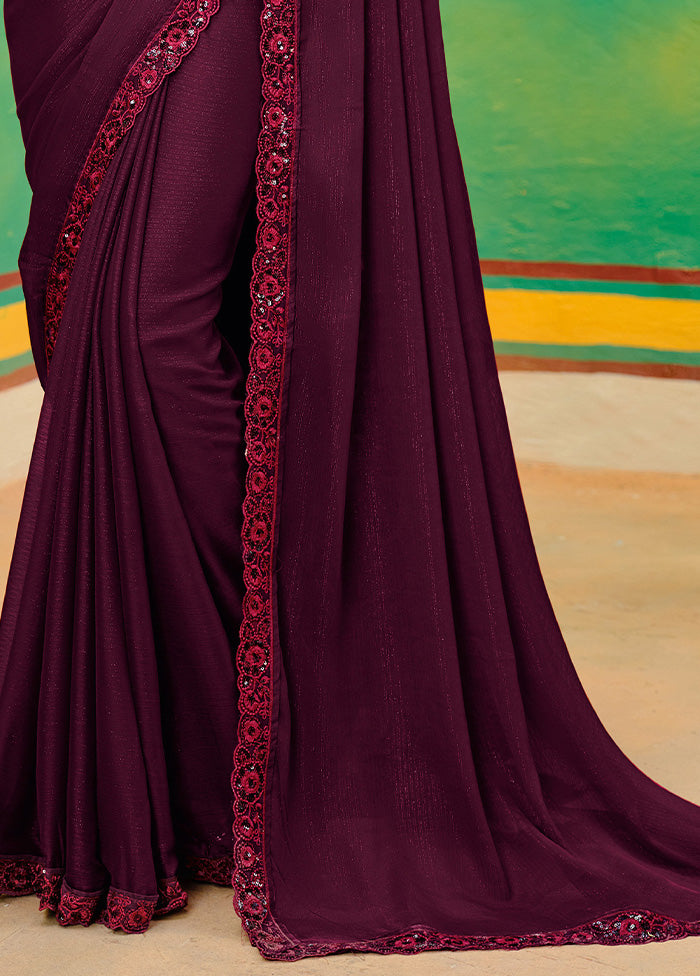 Maroon Georgette Saree With Blouse Piece