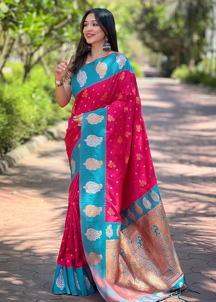 Pink Spun Silk Saree With Blouse Piece