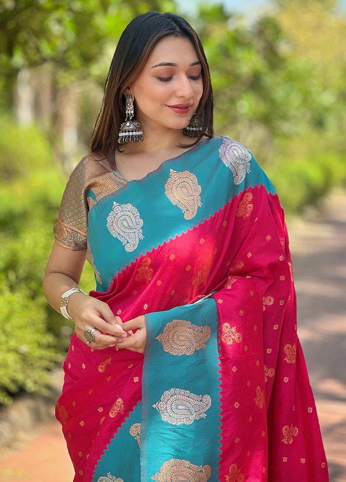 Pink Spun Silk Saree With Blouse Piece