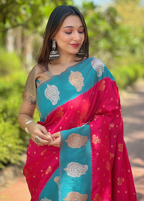 Pink Spun Silk Saree With Blouse Piece