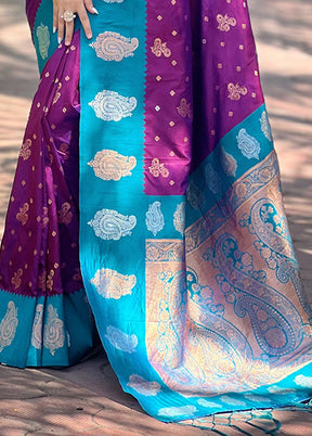 Purple Spun Silk Saree With Blouse Piece