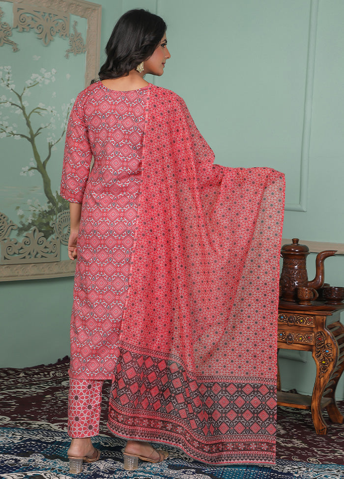 3 Pc Pink Readymade Rayon Dupatta Suit Set