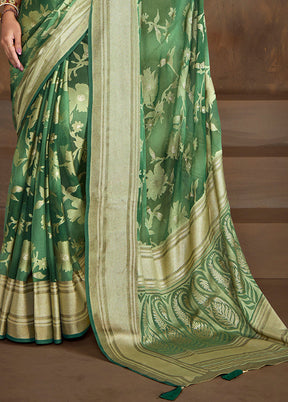 Teal Green Spun Silk Saree With Blouse Piece