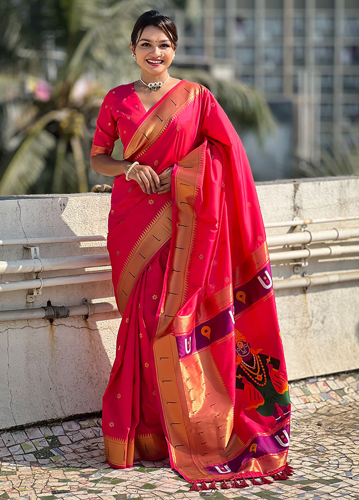 Pink Spun Silk Saree With Blouse Piece