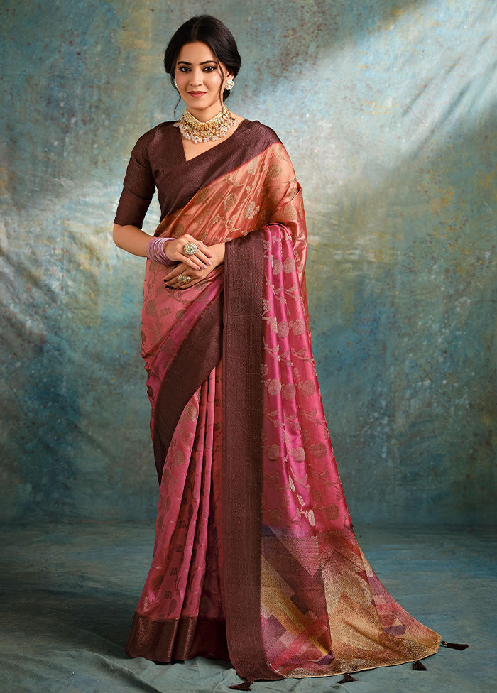 Multicolor Spun Silk Saree With Blouse Piece