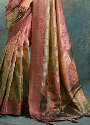 Pink Spun Silk Saree With Blouse Piece