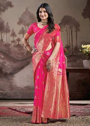 Pink Spun Silk Saree With Blouse Piece