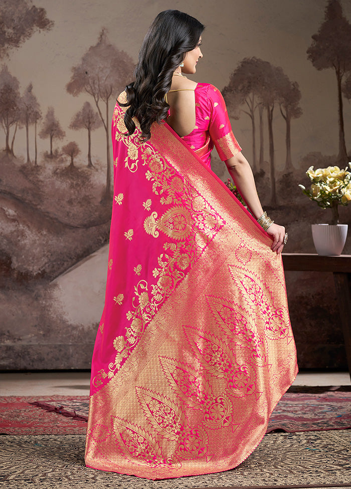 Pink Spun Silk Saree With Blouse Piece