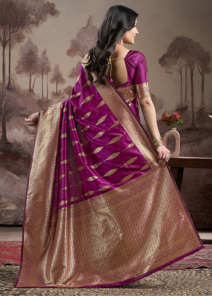 Purple Spun Silk Saree With Blouse Piece