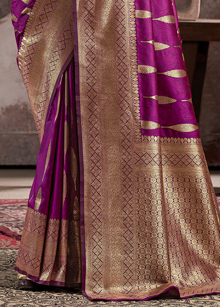 Purple Spun Silk Saree With Blouse Piece