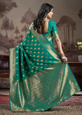 Sea Green Spun Silk Saree With Blouse Piece