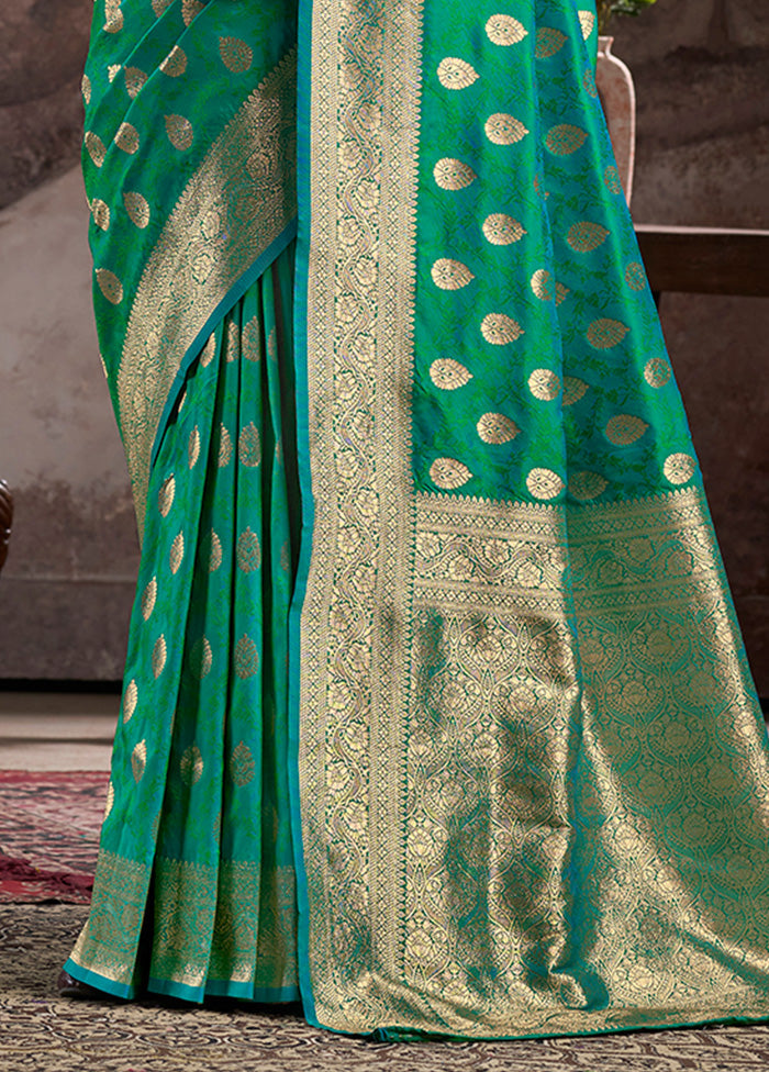 Sea Green Spun Silk Saree With Blouse Piece