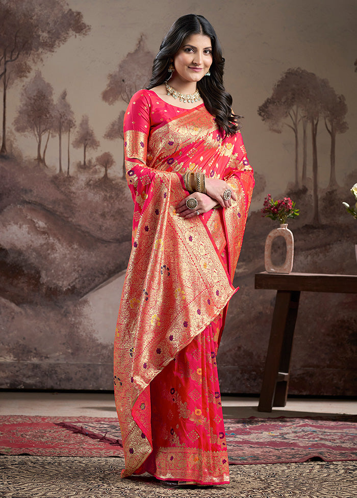 Red Spun Silk Saree With Blouse Piece