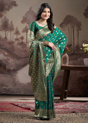 Rama Spun Silk Saree With Blouse Piece