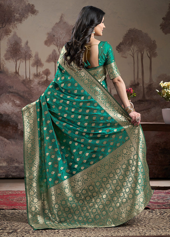 Rama Spun Silk Saree With Blouse Piece