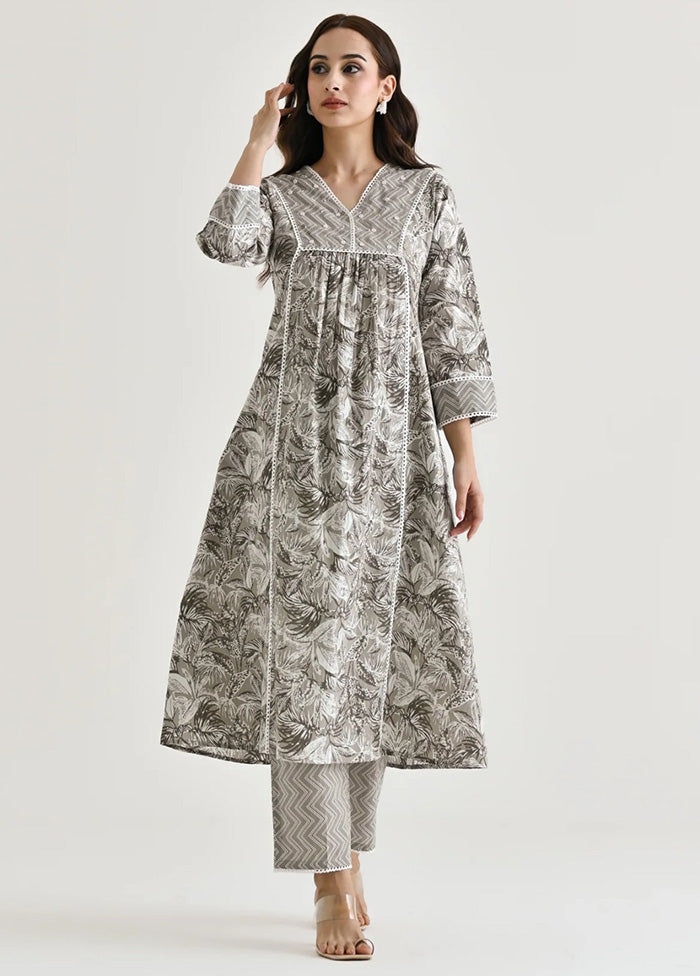 2 Pc Grey Readymade Rayon Kurti Set