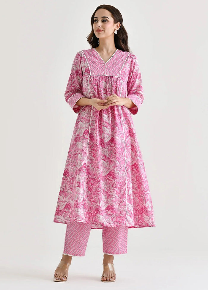 2 Pc Pink Readymade Rayon Kurti Set