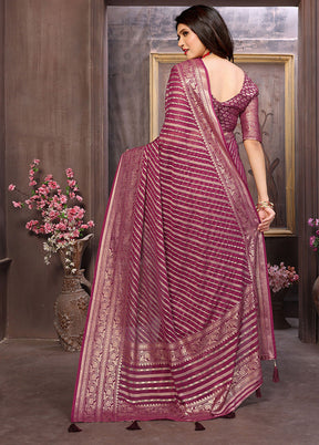 Wine Spun Silk Saree With Blouse Piece