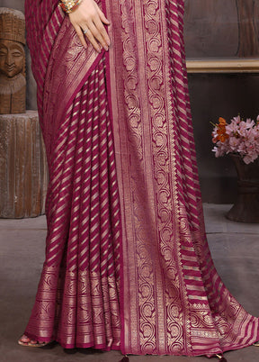 Wine Spun Silk Saree With Blouse Piece