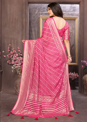 Pink Spun Silk Saree With Blouse Piece