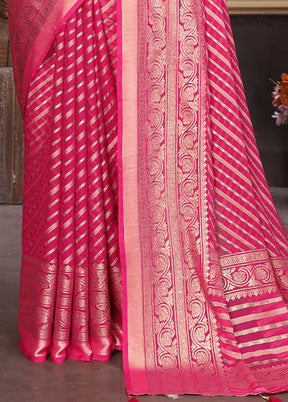 Pink Spun Silk Saree With Blouse Piece