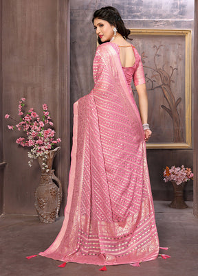 Light Pink Spun Silk Saree With Blouse Piece