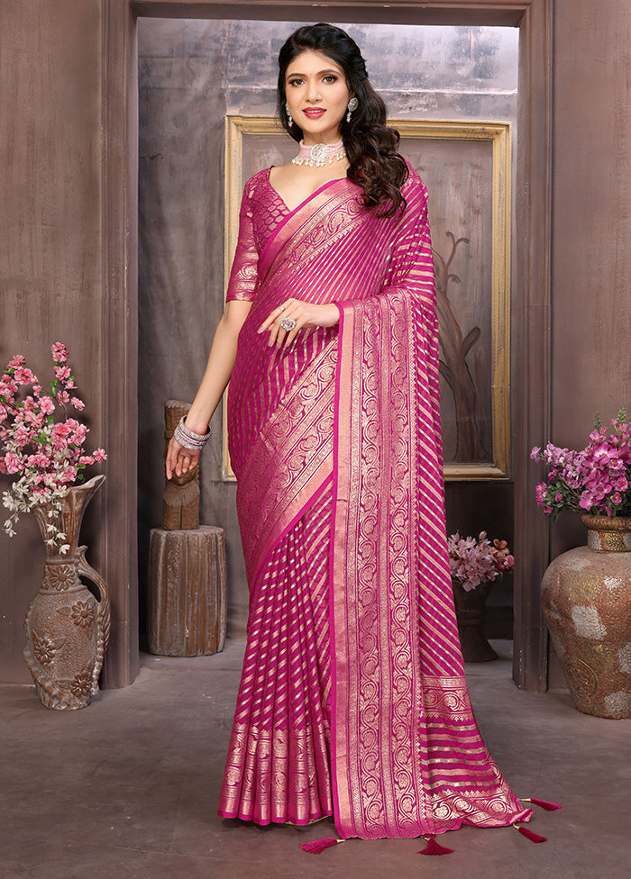 Pink Spun Silk Saree With Blouse Piece