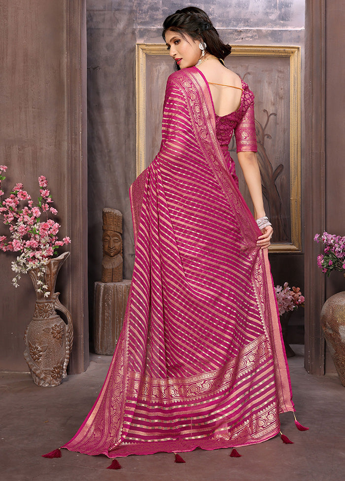 Pink Spun Silk Saree With Blouse Piece