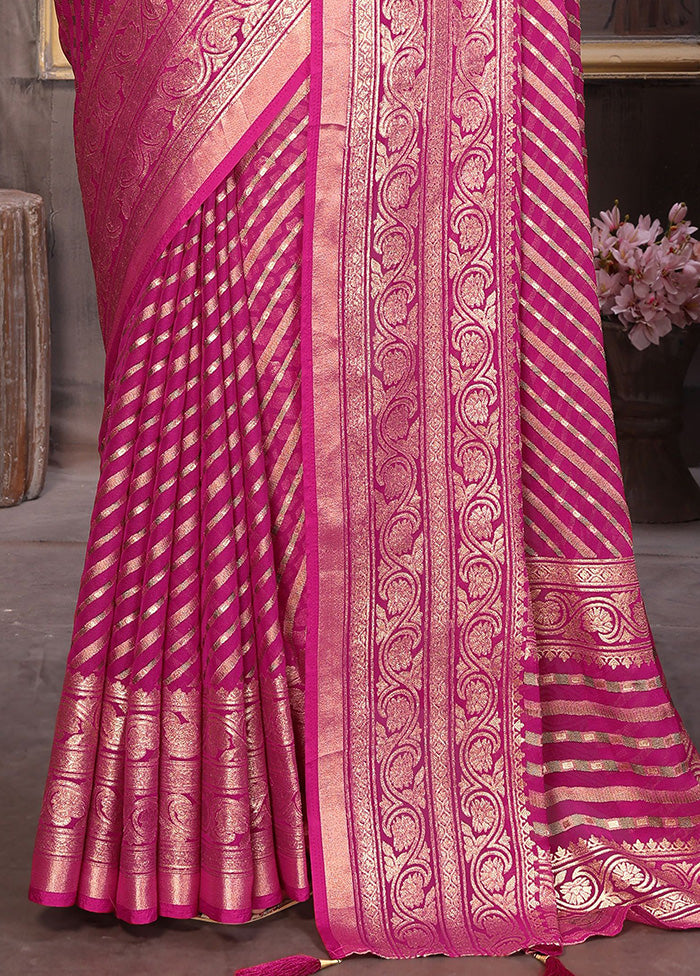 Pink Spun Silk Saree With Blouse Piece