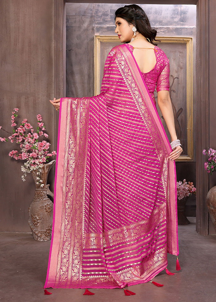 Pink Spun Silk Saree With Blouse Piece