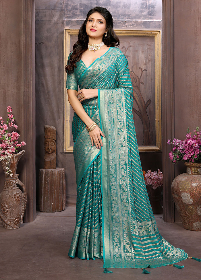 Sea Green Spun Silk Saree With Blouse Piece